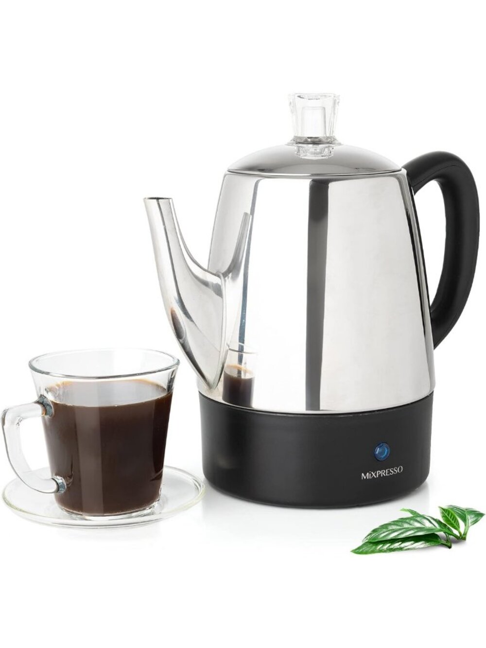 4-Cup Small Electric Coffee Percolator Pot - Stainless Steel, Compact & Stylish
